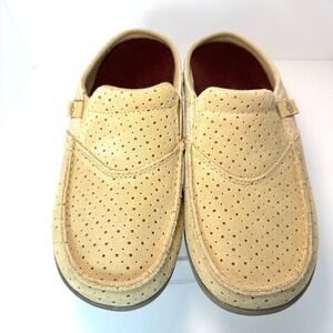 NWOT Spenco Seista Mosaic Orthotic Slide Womens Tan Suede Mules 6.5